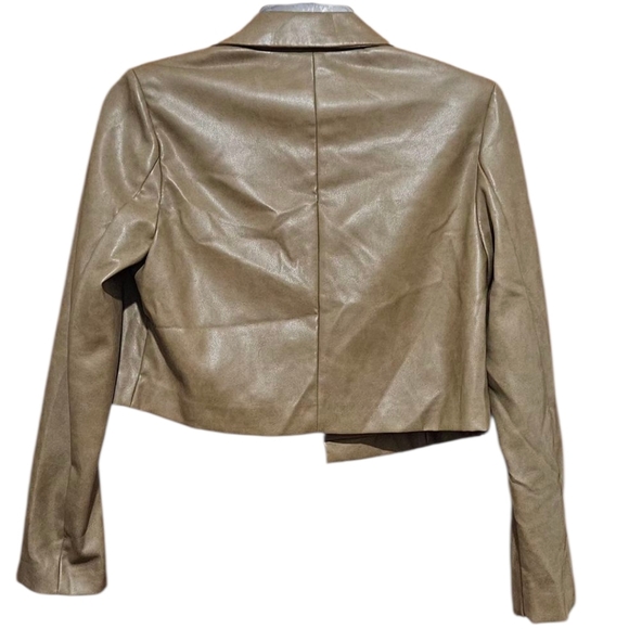 Bagatelle Collection women's cropped blazer, Tan color in faux leather, size M - Picture 5 of 14